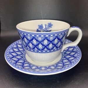 Spode Blue and White Teacup and Saucer Set
